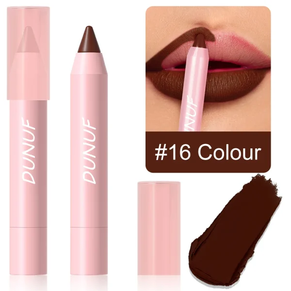 18-Colors Lipstick Pencil Waterproof Sexy Red Matte Contour Tint Lipstick Lasting Non-stick Cup Lipliner Pen Lip Makeup Cosmetic - Image 9