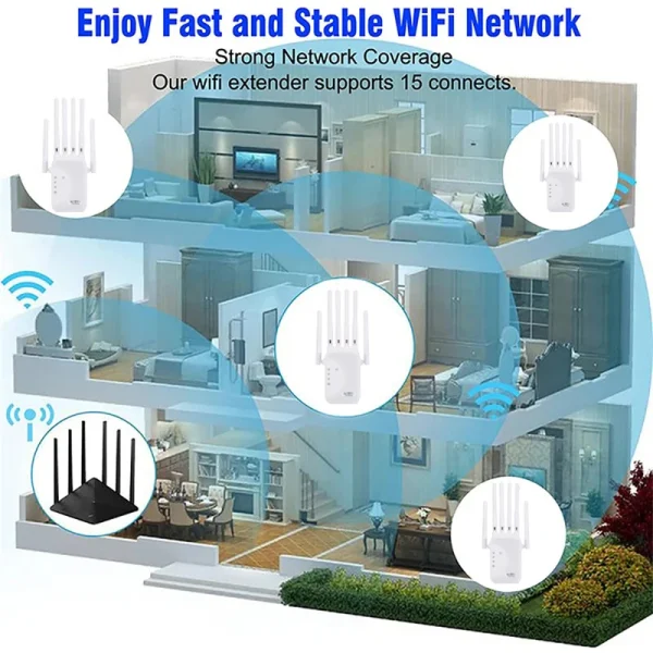 2.4G/5GWiFi Wifi Amplifier Dual Band Repeater 1200Mbps Wireless Signal Range Extender Long Range Network Signal Booster For Home - Image 4