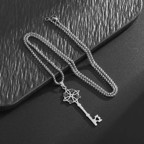 Stainless Steel Irish Witch Knot Celtic Knot Love Cross Key Pendant Necklace Couple Fashion Trend Lucky Amulet Jewelry Gift - Image 5