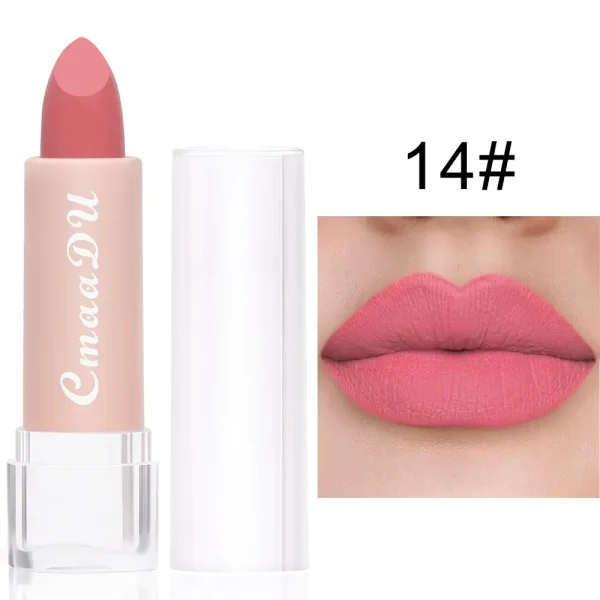 1PC Matte Nude Lipstick Waterproof Long Lasting Non-stick Cup Sexy Red Pink Velvet Lipsticks Women Makeup Cosmetic 15 Colors - Image 8