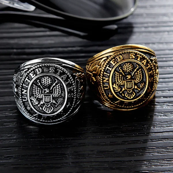 Vintage U.S. Army Eagle Ring Men Silver Color Gold Stainless Steel U.S. Army Ring Marine Corps Ring Men Fashion Jewelry Gift - Image 17