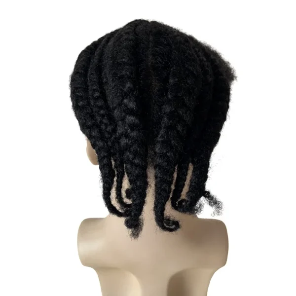 Indian Virgin Human Hair Systems 1# Jet Black Color Afro Cornrow Braids Toupee Full Lace Unit for Black Men - Image 8