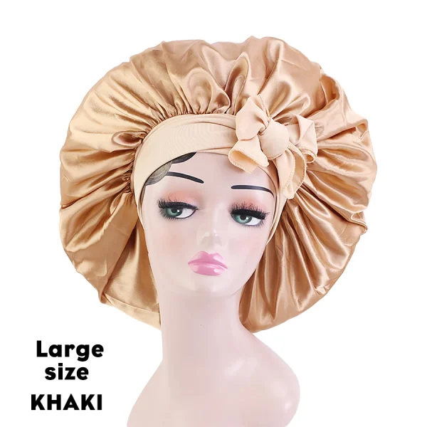 Satin Bonnets Silk Satin Bonnet Cap Night Sleep Hat Hair Bonnets For Women Large Satin Bonnet Silk Hair Wrap Stretchy Tie Band - Image 25