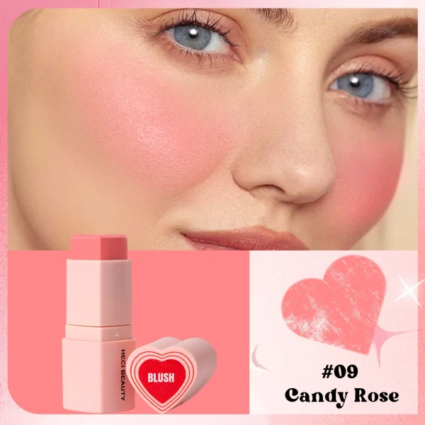 Heart Shape Vegan Creamy Blush Stick Matte Silky Waterproof Pink Blush Cream Makeup Stick High Pigment  3in1 Lip Eye Cheek Tint - Image 10