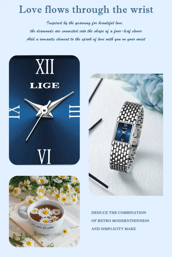 LIGE Elegant Luxury Woman Watch Fashion Casual Square Bracelet Quartz Watches for Women Waterproof Simple Ladies Thin Wristwatch - Image 15