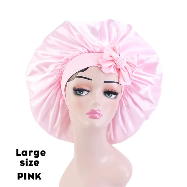 Satin Bonnets Silk Satin Bonnet Cap Night Sleep Hat Hair Bonnets For Women Large Satin Bonnet Silk Hair Wrap Stretchy Tie Band - Image 24