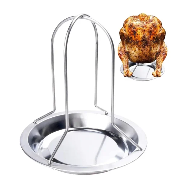 Vertical Skewer Chicken Roaster Rack with Bowl Metal Chicken Roaster Holder Replacement Spikes with Handle Smoker Accessories - Image 15