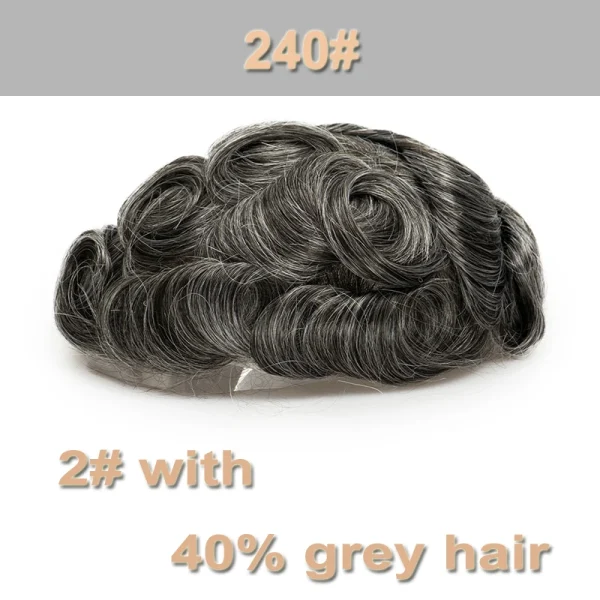 V Loop Grey Hair Men Toupee 0.08-0.1mm Skin PU Human Remy Hair Prosthesis Wig Full Skin PU Hairpiece Men Toupee Hair Replacement - Image 17