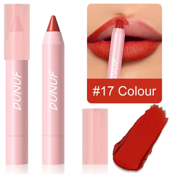 18-Colors Lipstick Pencil Waterproof Sexy Red Matte Contour Tint Lipstick Lasting Non-stick Cup Lipliner Pen Lip Makeup Cosmetic - Image 8