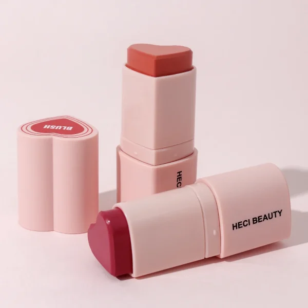 Heart Shape Vegan Creamy Blush Stick Matte Silky Waterproof Pink Blush Cream Makeup Stick High Pigment  3in1 Lip Eye Cheek Tint - Image 21