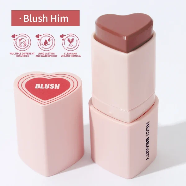 Heart Shape Vegan Creamy Blush Stick Matte Silky Waterproof Pink Blush Cream Makeup Stick High Pigment  3in1 Lip Eye Cheek Tint - Image 27