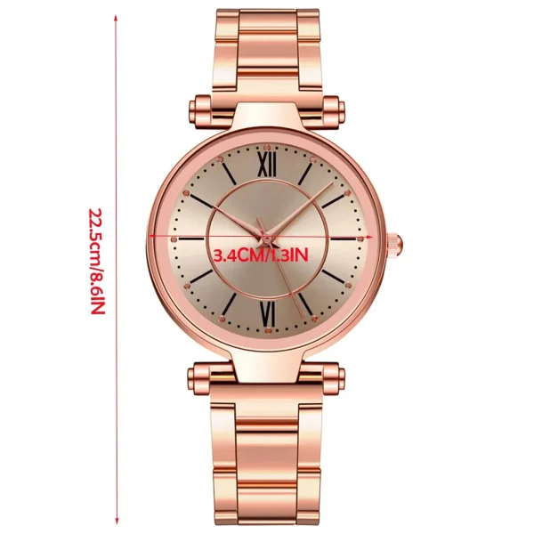 Luxury Rose Gold Stainless Steel Watches Female Classic Round Dial Quartz Watch Women Business Wristwatches Wrist Jewelry Reloj - Image 5