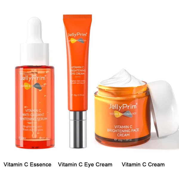 Jellyprim Vitamin C Serum Set for Face Eye Cream Eye Bag Dark Circle Vitamin Face Cream Whitening Toner Skin care Kit Anit-Aging - Image 12