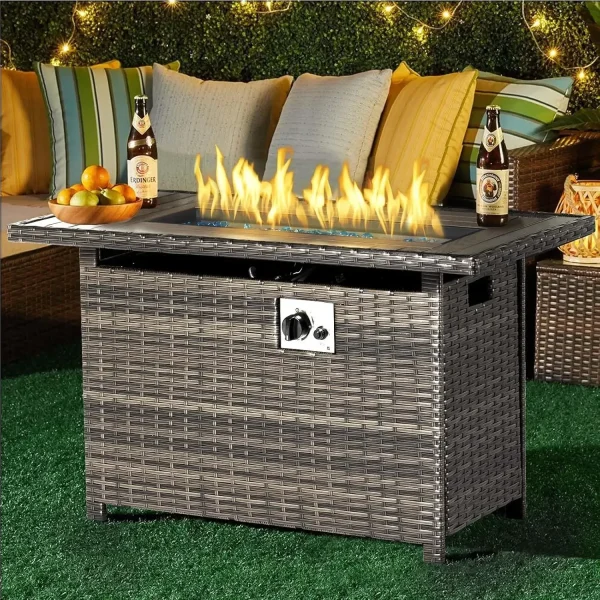 Propane Fire Pit Table with Storage, 40 in CSA Propane Fire Table Rectangular, Auto Ignition Gas Fire Pit for Outside Patio Deck - Image 7