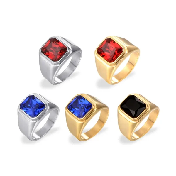 Punk High Quality Polished Gemstone Rings for Men Women Boys Hip Hop Rock Stainless Steel Ring Fashion Jewelry Gift Dropshipping - Image 21