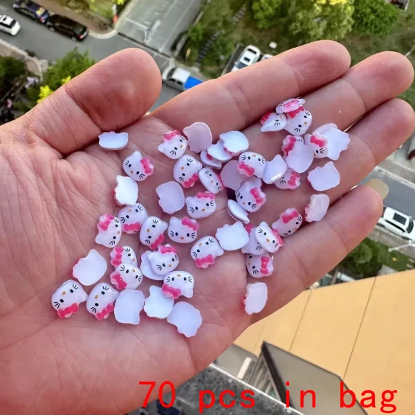 Sanrio Nail Charms Hello Kitty Design Nail Art Diy Mini Rhinestones Flatback Charms Crafts Stones for Manicure Nail Charms 70PCS - Image 12