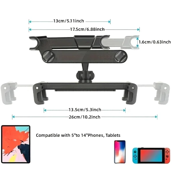 Car Tablet Holder Headrest Tablet Mount Headrest Stand Cradle Compatible With Devices For Cell Phones And Tablets - Image 6