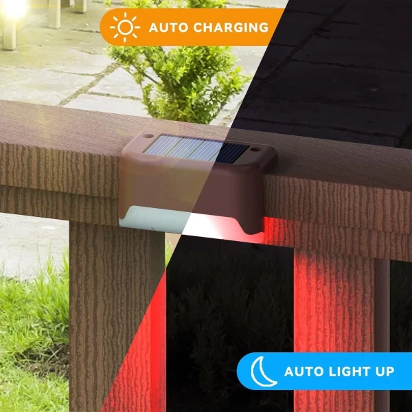 16 solar outdoor step lights, IP44 waterproof, suitable for outdoor steps, fences, railings, gardens and backyards (cold white). - Image 5