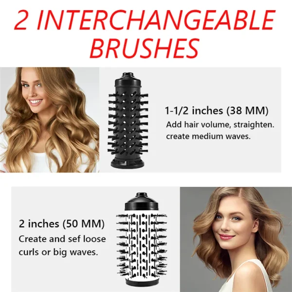 Portable 3-in-1 rotating hair dryer Electric comb Multi-functional hot air comb negative ion hair styling tool - Image 2