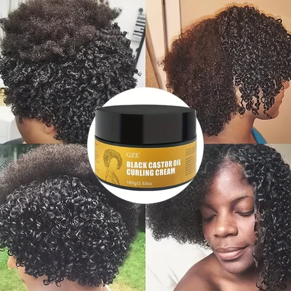 GZE Black Castor Oil Curl Defining Cream Non-stick Hydrates & eliminates frizz, Hair-Smoothing Anti-Frizz Cream - Image 2