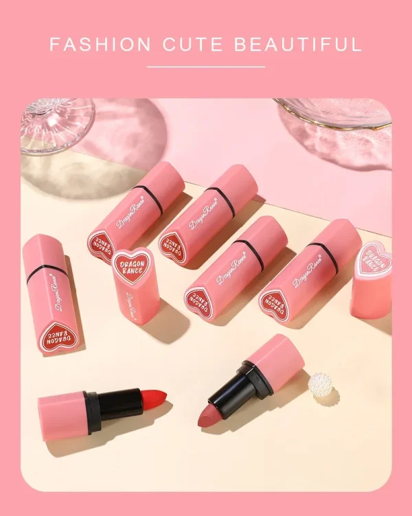 Cute Love Heart Lipstick Velvet Matte Nude Lipstick Pink Red Waterproof Lasting Lipsticks Stain Lip Balm Set Lip Tint Makeup - Image 11