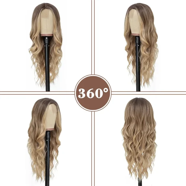 26 Inch New Long Ombre Blonde Middle Part Wavy Wig For Women, Daily Party Cosplay Halloween Christmas Use - Image 6