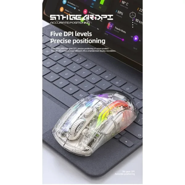 Attack Shark X2 Pro Magnetic Charging Bluetooth Mouse, Tri-Mode , RGB Lights, Transparent, Battery Indicator, Computer Phone - Image 16