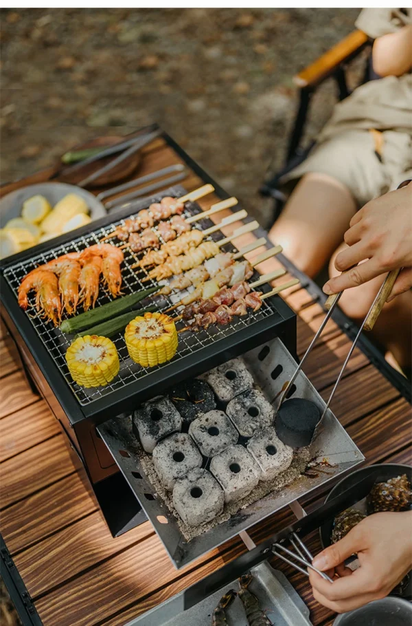 Naturehike Outdoor Camping Tabletop Grill Portable Folding Bbq Stove Travel Picnic Charcoal BBQ Stove Travel Cook Box Grill - Image 12