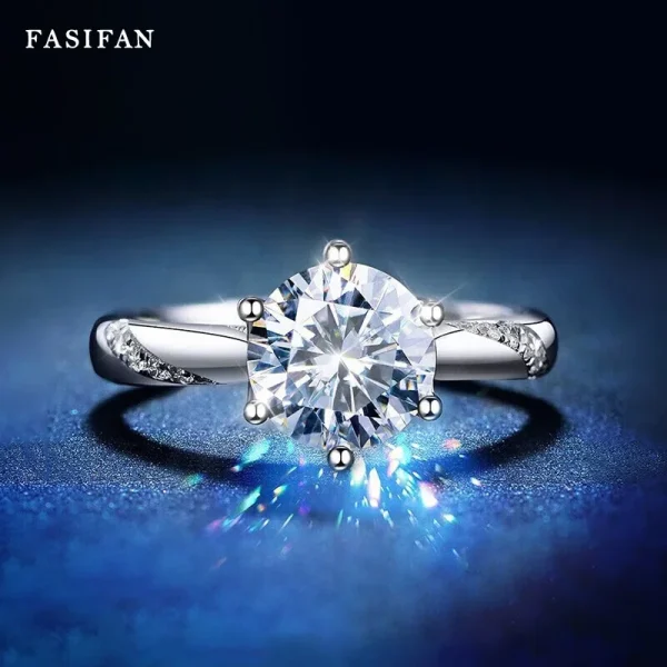 FASIFAN 100% Original Six Claw PT950 Moissanite Diamond Ring Unique Design Wedding Valentine’s Day Gift