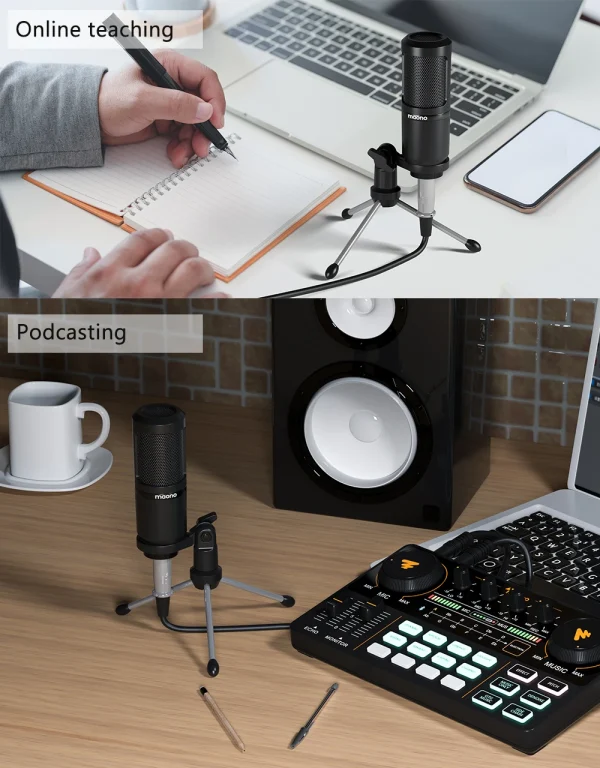 Professional Condenser Record Studio Microphone With Audio Sound Card and Mixer Headphone Podcast Equipment Bundles - Image 23