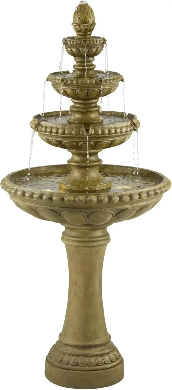 Sag Harbor Italian Outdoor Floor Water Fountain 66" High with LED Light 4 Tiered Decor for Garden Patio Backyard Deck Home Lawn - Image 3