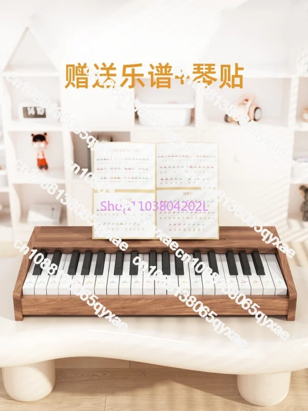 Wooden Children Little Piano Pattern Electronic Keyboard Beginner Baby Infant Boy Girl Baby Toy Gift - Image 3