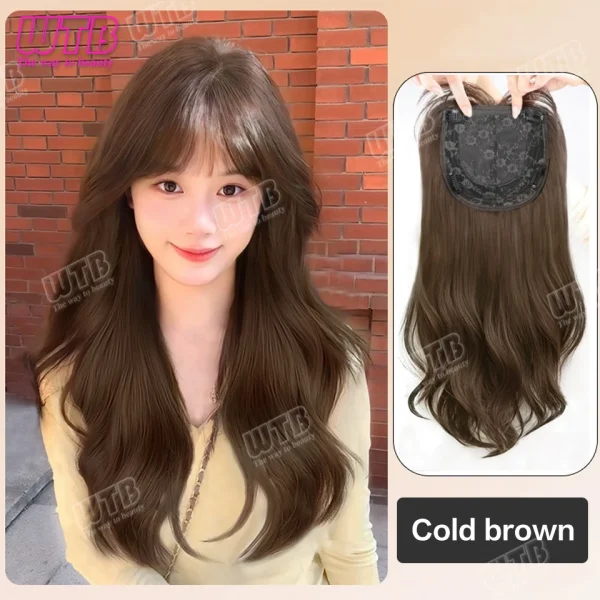 WTB Synthetic Wig Middle Part  Topper Hairpiece with Bangs Clip-In Bangs Extension Natural Invisible Clourse Hairpiece for Women - Image 8