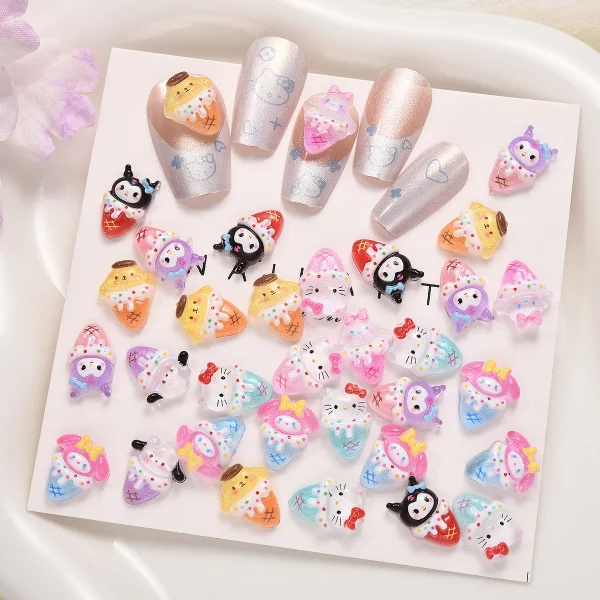 Sanrio Nail Charms Hello Kitty Design Nail Art Diy Mini Rhinestones Flatback Charms Crafts Stones for Manicure Nail Charms 70PCS - Image 26