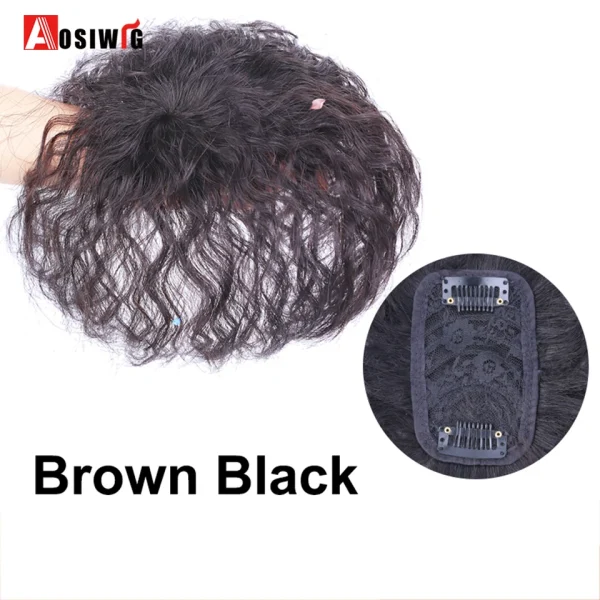 AOSI Men Fake Hair Synthetic Natural Topper Closure Hairpiece Head Top Replacement Block Suitable For Invisible Cover White Hair - Image 34