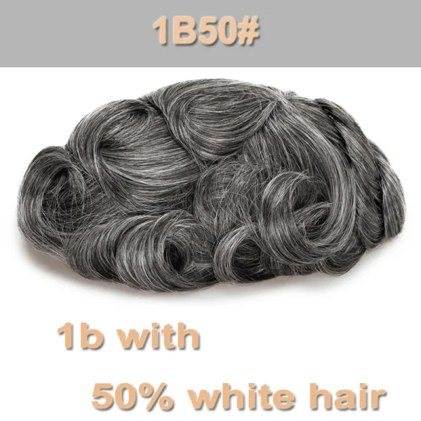 V Loop Grey Hair Men Toupee 0.08-0.1mm Skin PU Human Remy Hair Prosthesis Wig Full Skin PU Hairpiece Men Toupee Hair Replacement - Image 21