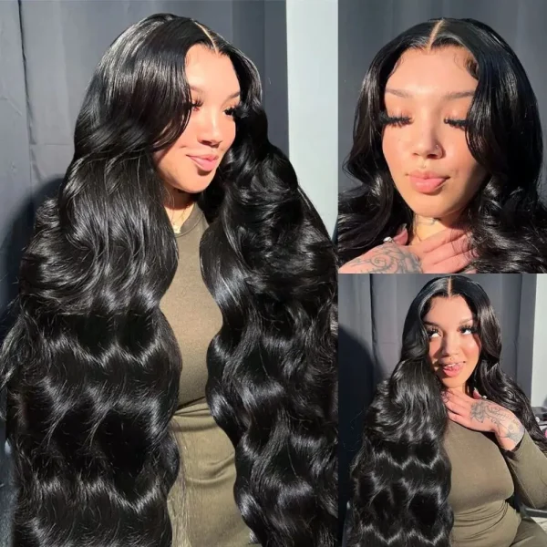 13x6 Hd Transparent Lace Frontal Wigs 100% Brazilian Human Hair Wig Loose Body Wave Black 40 Inch High Density Choice For Women