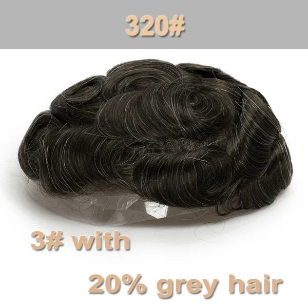 V Loop Grey Hair Men Toupee 0.08-0.1mm Skin PU Human Remy Hair Prosthesis Wig Full Skin PU Hairpiece Men Toupee Hair Replacement - Image 15