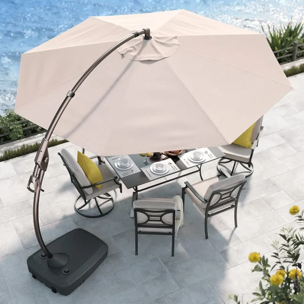 Grand patio 11FT Cantilever Umbrella with Base Outdoor Large Round Aluminum Offset Umbrella for Patio Garden Backyard ( 11 FT) - Image 2