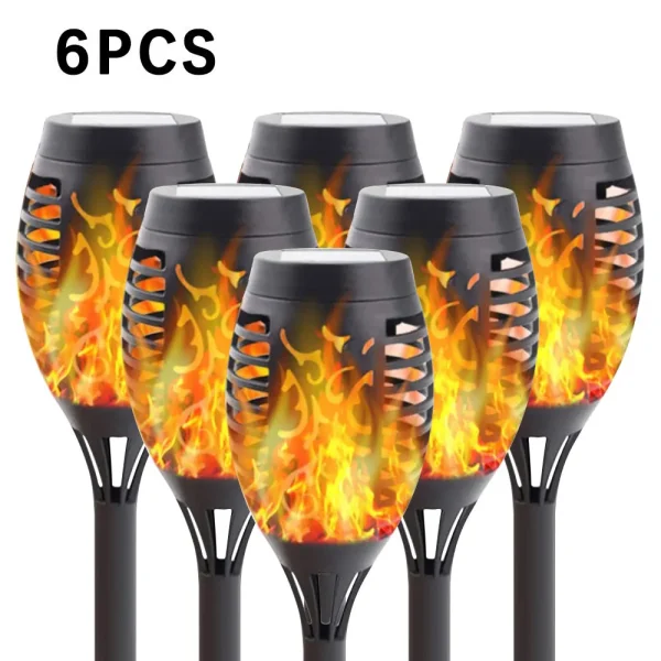 4/6pcs Flickering Flame Lamp Outdoor Solar Torch 12 LED Lights Waterproof Garden Patio RGB Home Christmas Decoration Lantern - Image 14