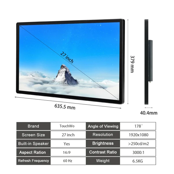 TouchWo 21.5 23.8 27 Inch Touch Screen Monitor Pc Touchscreen Monitor Industrial Android Window 10 All In One Pc For Commercial - Image 10