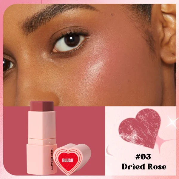 Heart Shape Vegan Creamy Blush Stick Matte Silky Waterproof Pink Blush Cream Makeup Stick High Pigment  3in1 Lip Eye Cheek Tint - Image 14