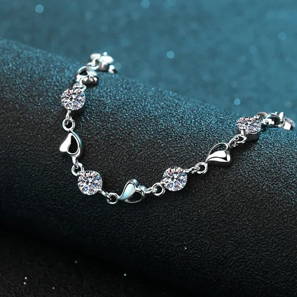 AZ111-S Lefei Fashion Fine Luxury Classic 0.5ct Moissanite Hearts Bracelets For Women s925 Sterling Silver Party Wedding Jewelry - Image 3