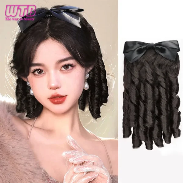 WTB Synthetic Wig Female Retro Hairstyle Roman Curly Wig Long Curly Hair Fake Ponytail Chignon Heat-resistant Wig