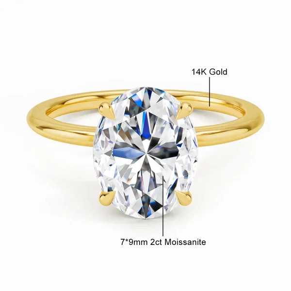 100% Real 14K Gold Oval Moissanite Ring 3ct Certified AU 585 K Gold Luxury Brand Elegant Wedding Jewelry Valentines Ladies Gift - Image 9