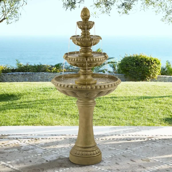 Sag Harbor Italian Outdoor Floor Water Fountain 66" High with LED Light 4 Tiered Decor for Garden Patio Backyard Deck Home Lawn - Image 2