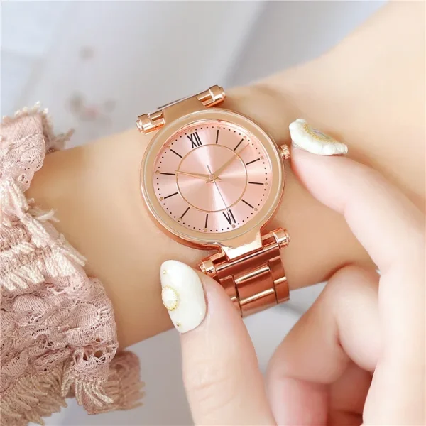 Luxury Rose Gold Stainless Steel Watches Female Classic Round Dial Quartz Watch Women Business Wristwatches Wrist Jewelry Reloj - Image 20