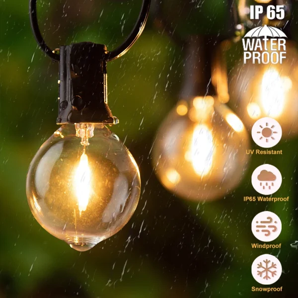 Globe Outdoor String Lights LED EU G40 Patio String Lights Dimmable Shatterproof Hanging Lights Patio Lights for Backyard Garden - Image 2