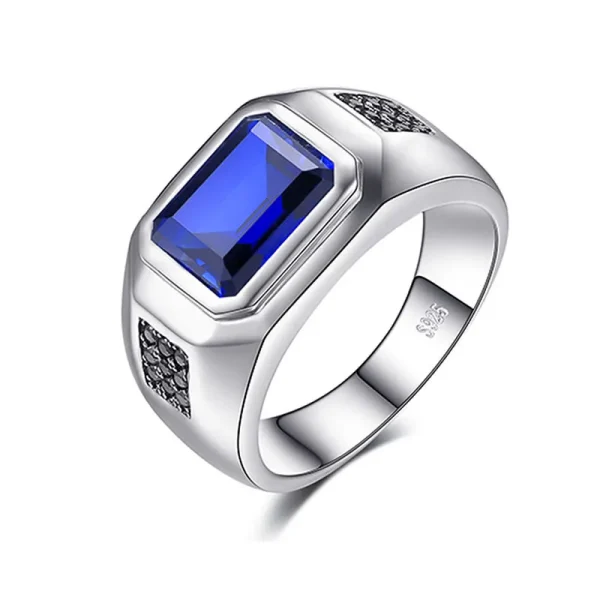 BOCAI 2022 New 100% Pure S925 Silver Jewelry Classic Dark Blue Cubic Zirconia 3A Personalized Atmosphere Punk Trend Men's Ring - Image 2