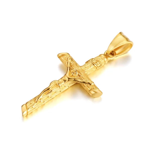 Stainless Steel Cross Necklace Catholicism Jesus Pendant Gold Color Collar Church Prayer Faith Jewelry for Men Women Gift - Image 7